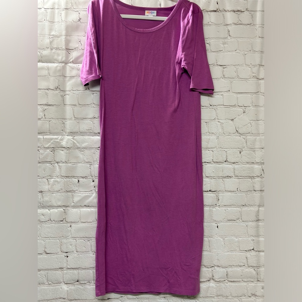 Lularoa Julia Casual Dress | Slip-On Bodycon T-Shirt Dress | Purple | Size L
